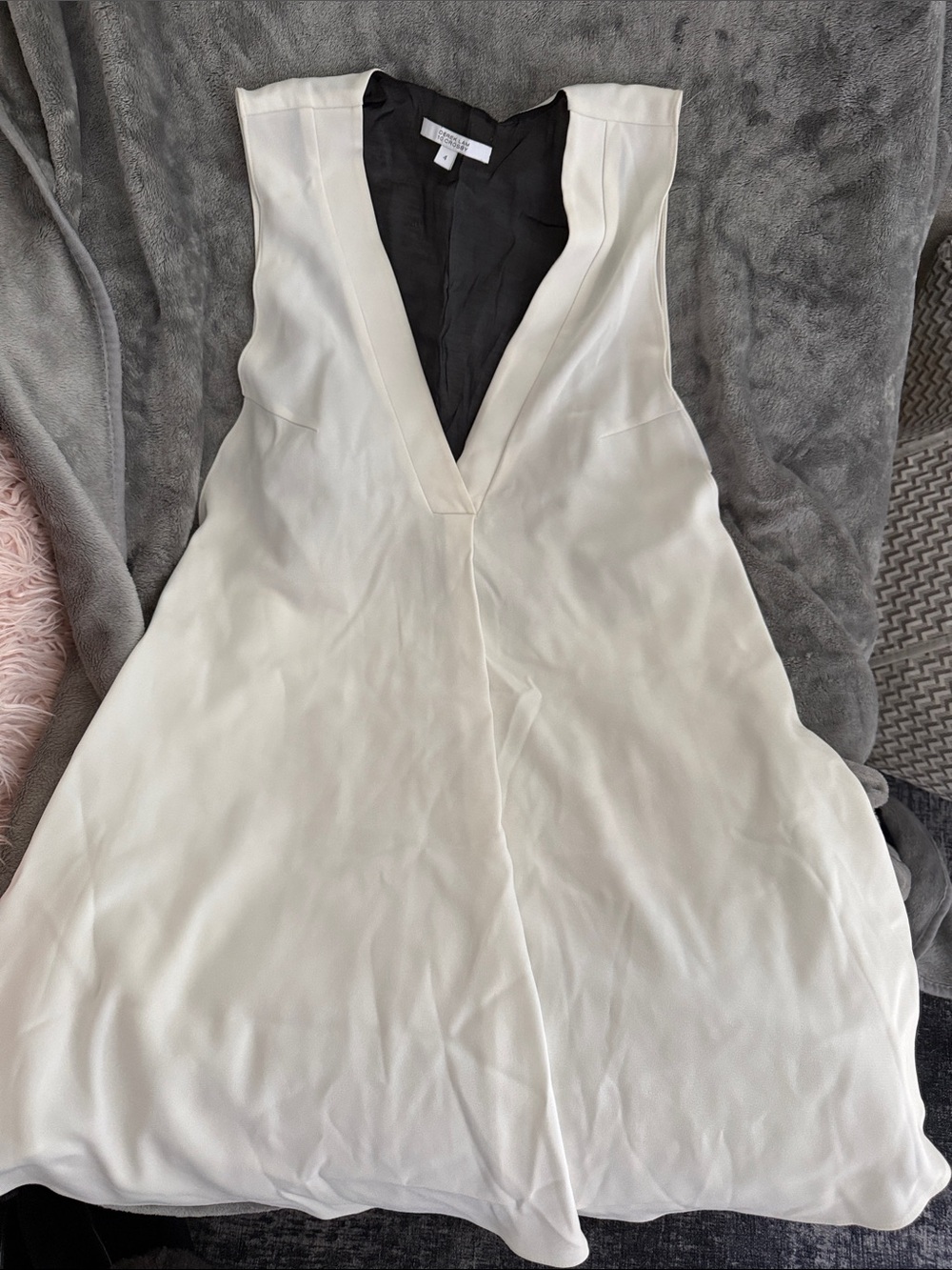 White Deep V-Neck A-Line Dress Derek lam
